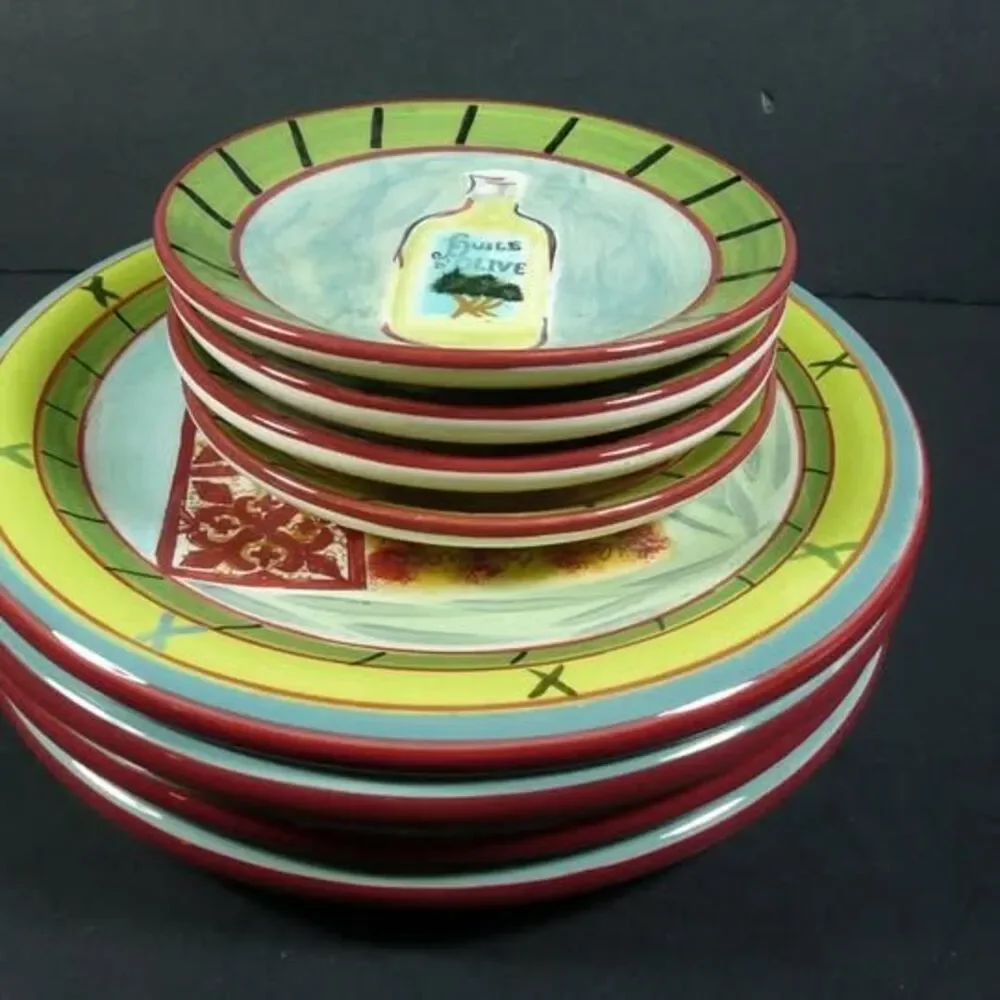 Certified International Pamela Gladding Oils Salad, Bread & Butter Plates 8 pcs